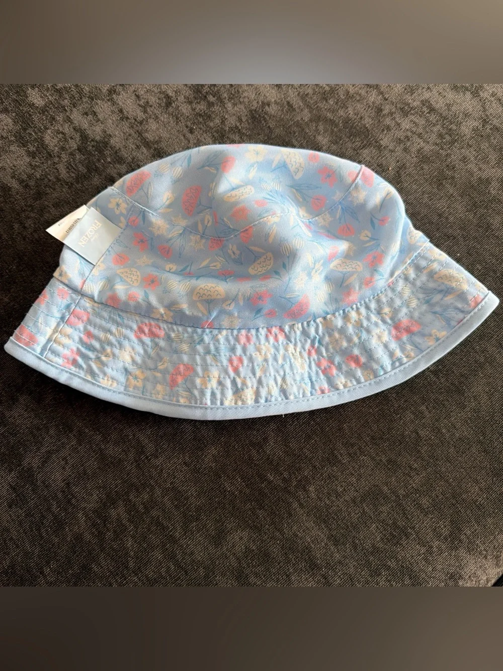 Toddler Girls Floral Bucket Hat with Frozen Print - Light Blue & Pink